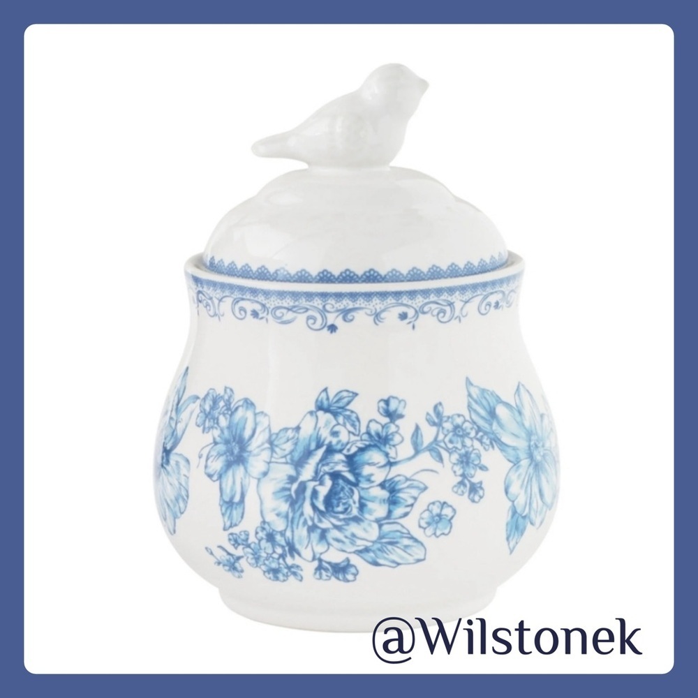 ❤️The Pioneer Woman Agatha Stoneware Sugar Bowl with Lid, Blue